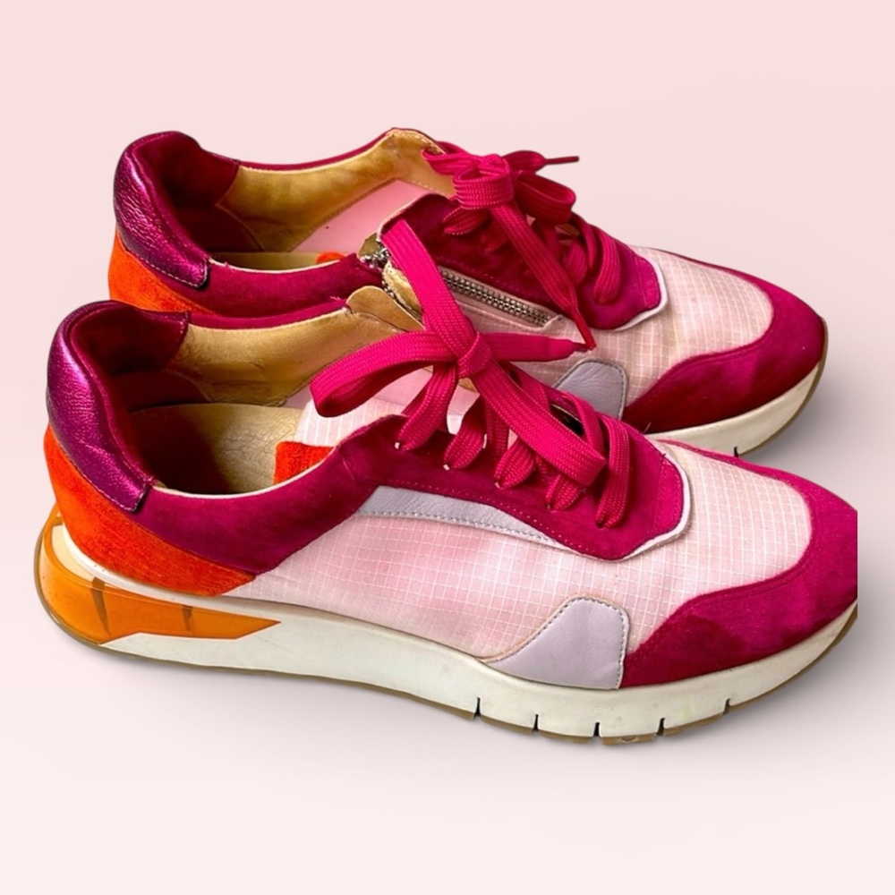 Women’s Pink & Orange Fashion Sneakers - Casual Athletic Style